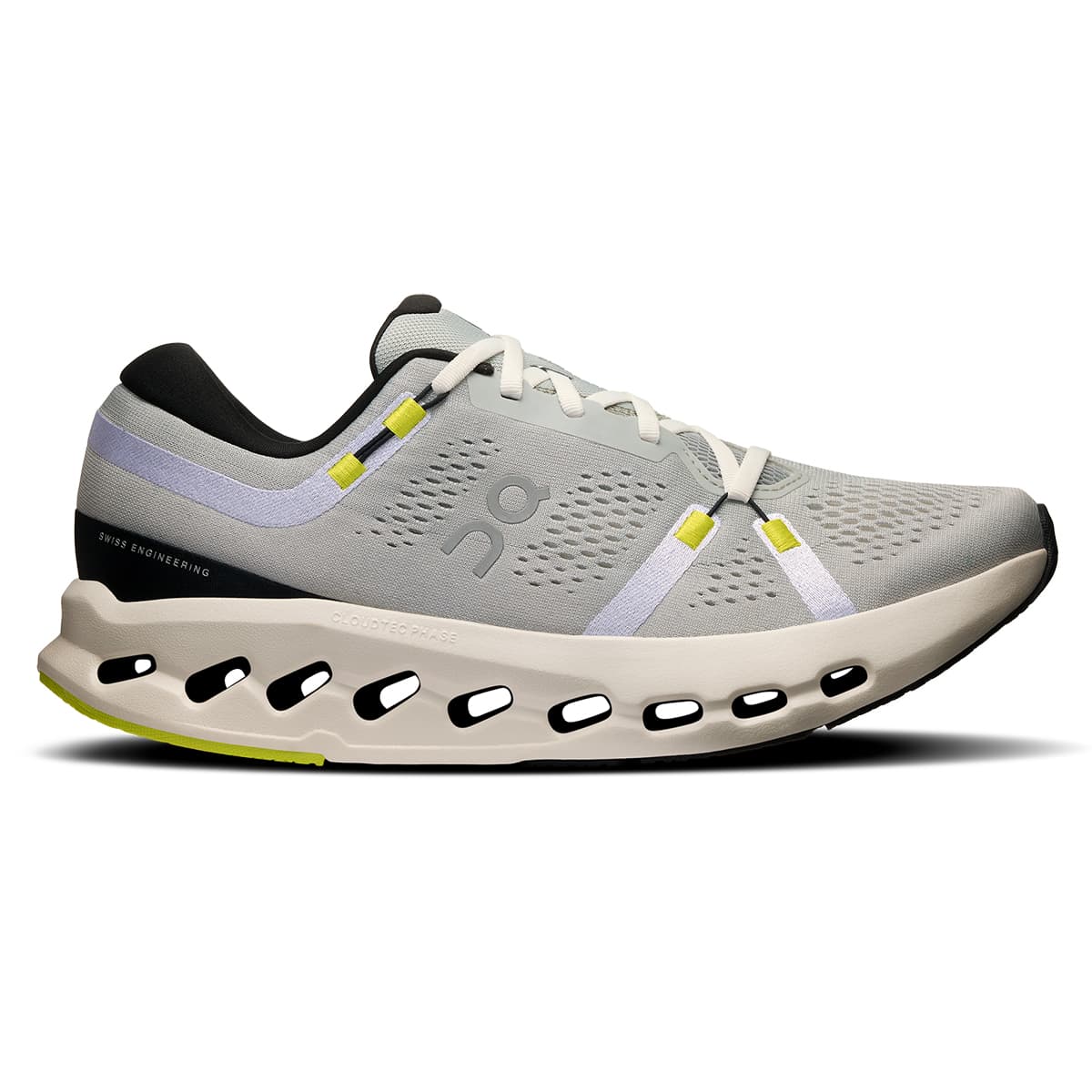 Right side view of the On Cloudsurfer 2 Glacier Ivory men’s running shoe