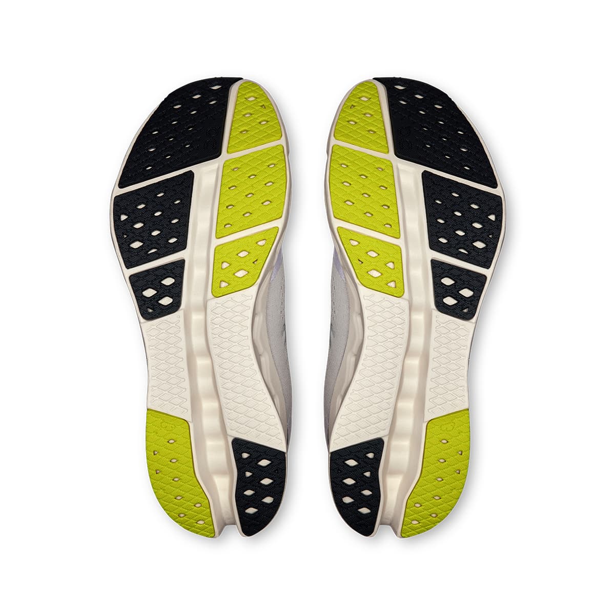 Soles of the On Cloudsurfer 2 Glacier Ivory men’s running shoes