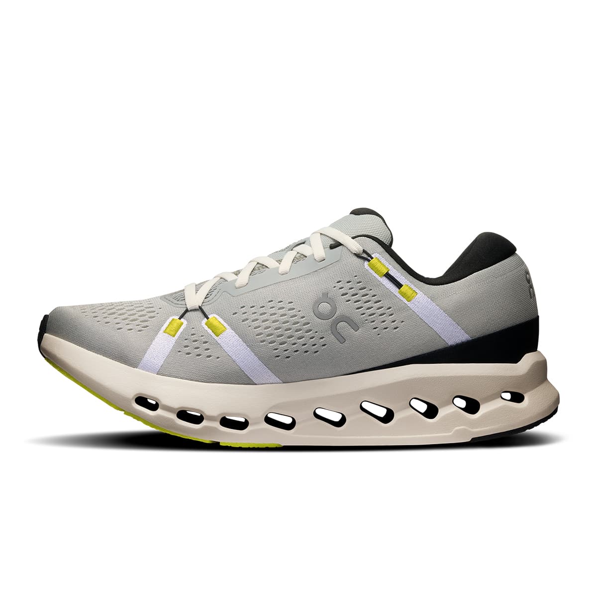 Left side view of the On Cloudsurfer 2 Glacier Ivory men’s running shoe