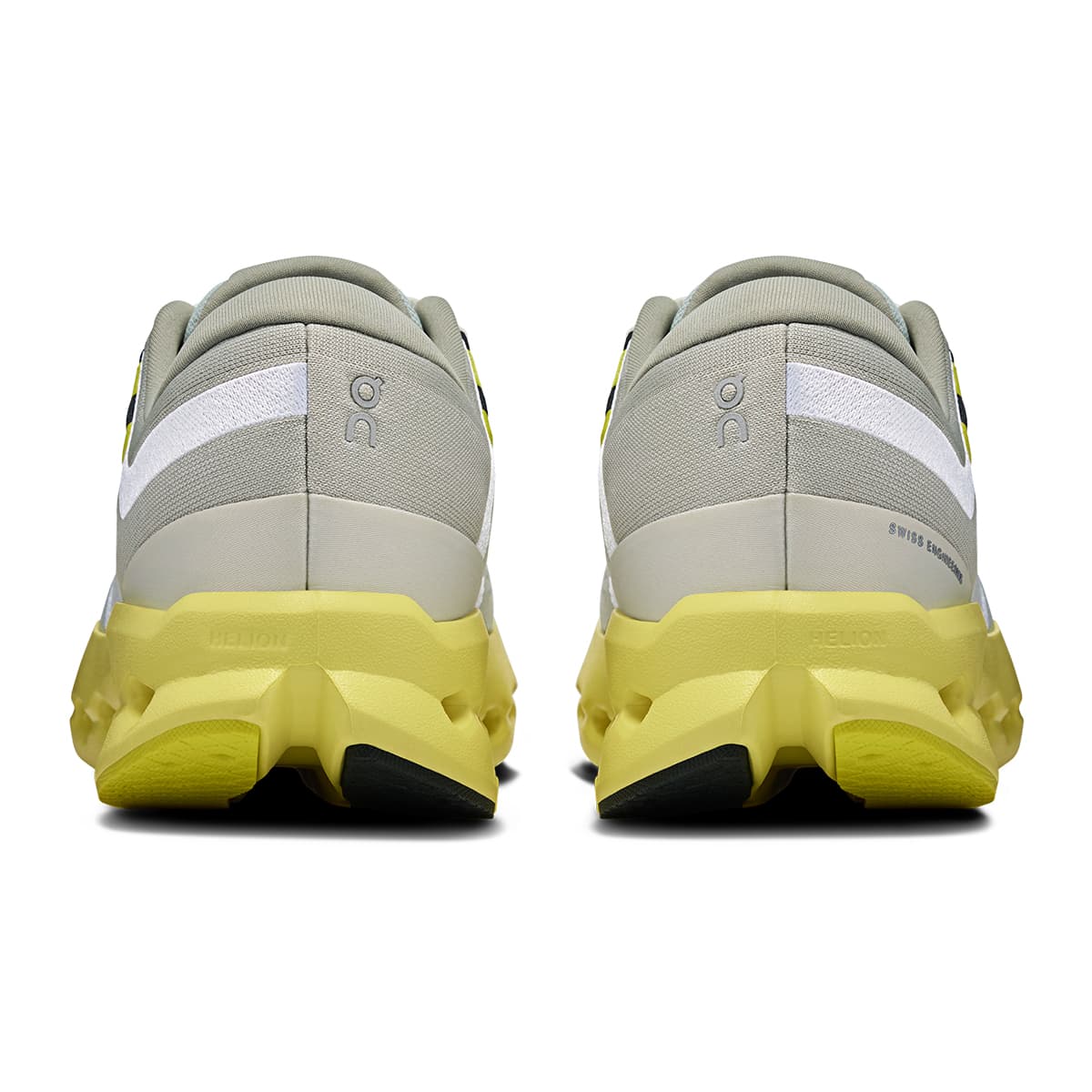 Back view of the On Cloudsurfer 2 Glacier Limelight women’s running shoe