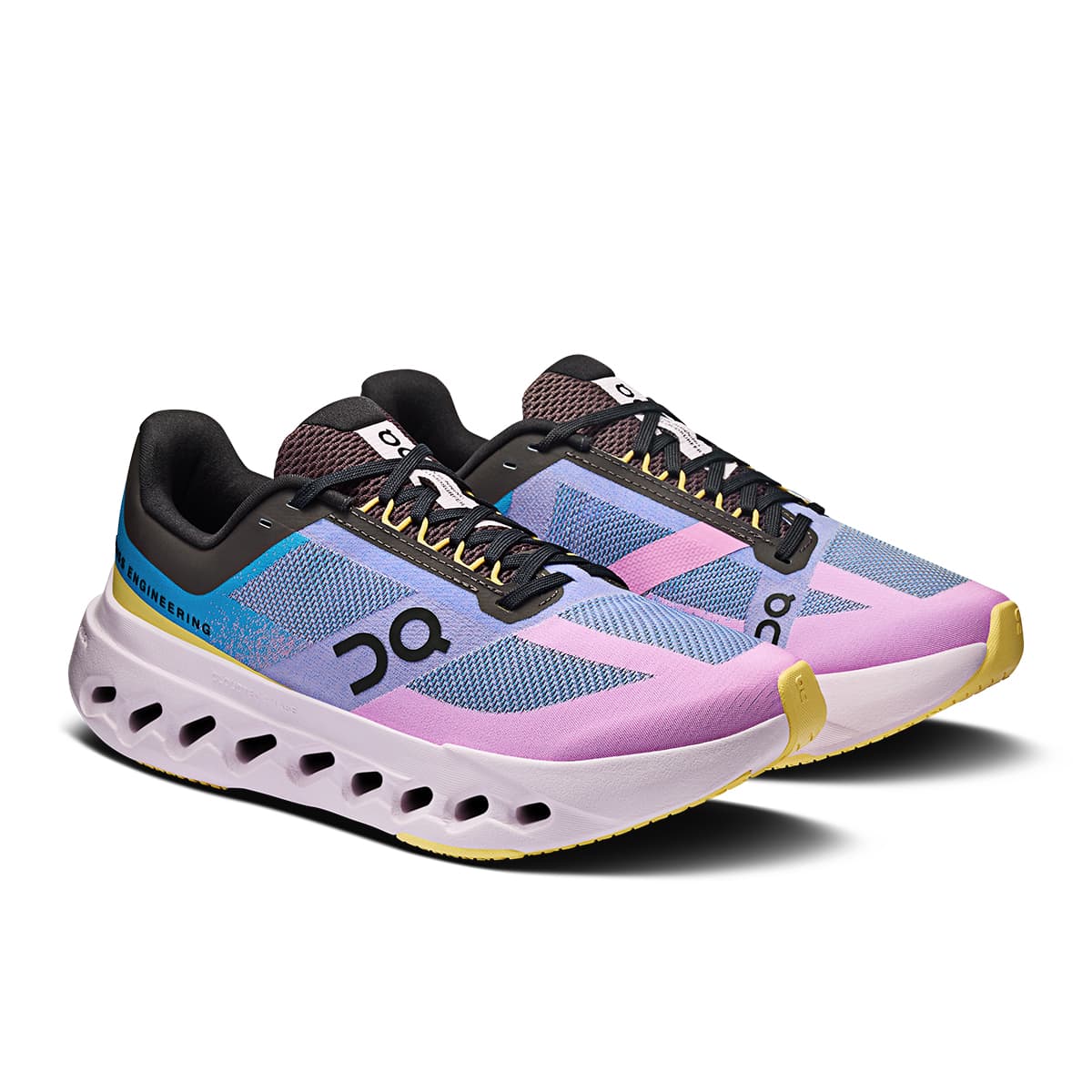 45-degree view of the On Cloudsurfer Next Malibu-Raspberry women’s running shoe