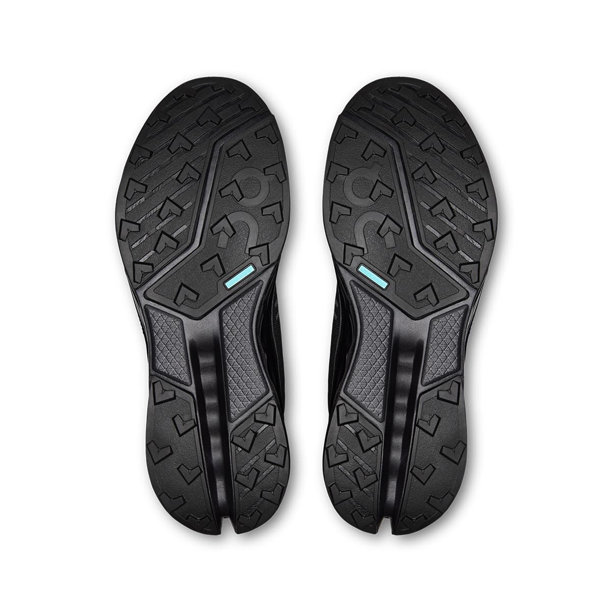 Soles of the On Cloudsurfer 2 Trail Black-Eclipse men’s running shoes