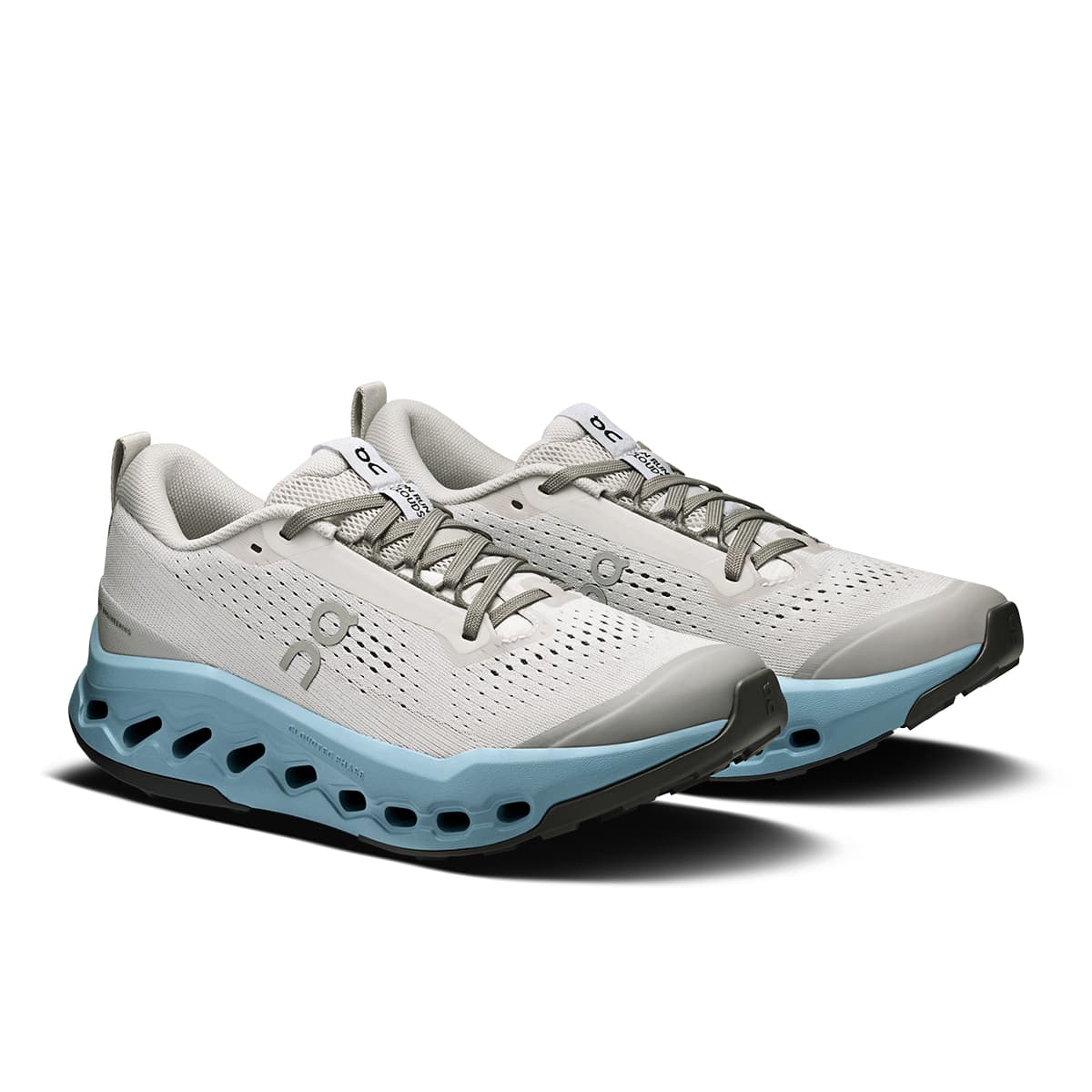 45-degree view of the On Cloudsurfer 2 Trail Glacier-Dust women’s running shoe