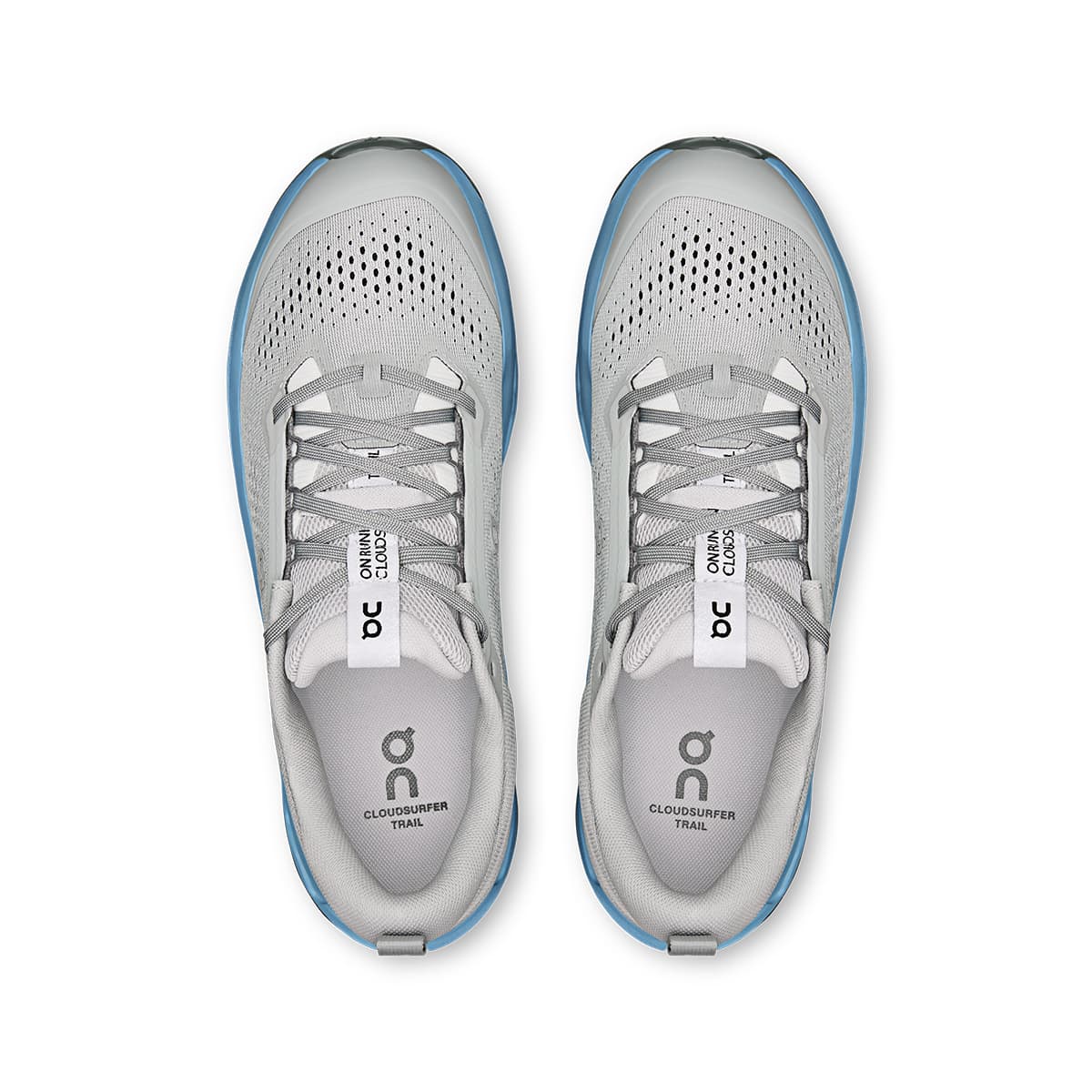 Top view of the On Cloudsurfer 2 Trail Rock-Niagara men’s running shoes