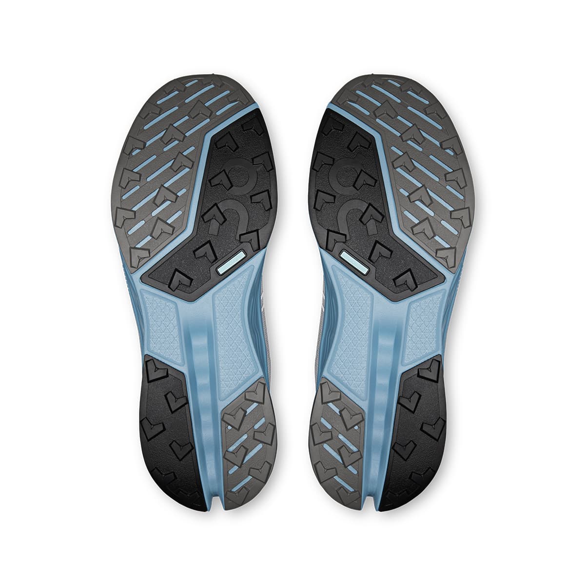 Soles of the On Cloudsurfer 2 Trail Rock-Niagara men’s running shoes
