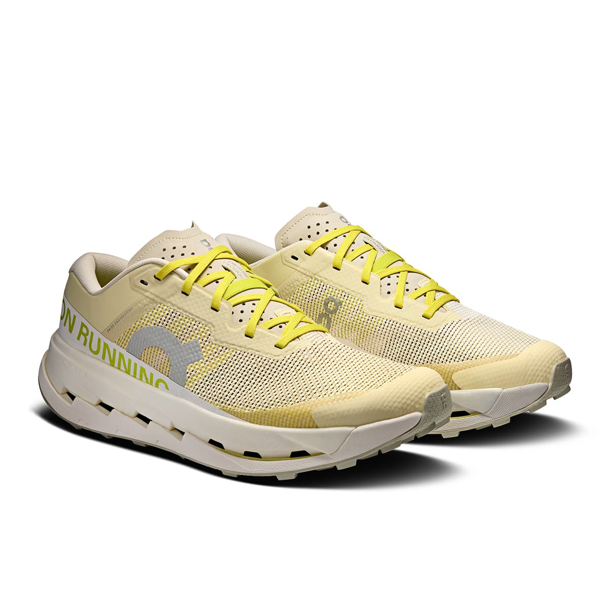 45-degree view of the On Running Cloudultra 3 Pelican-White men’s running shoe
