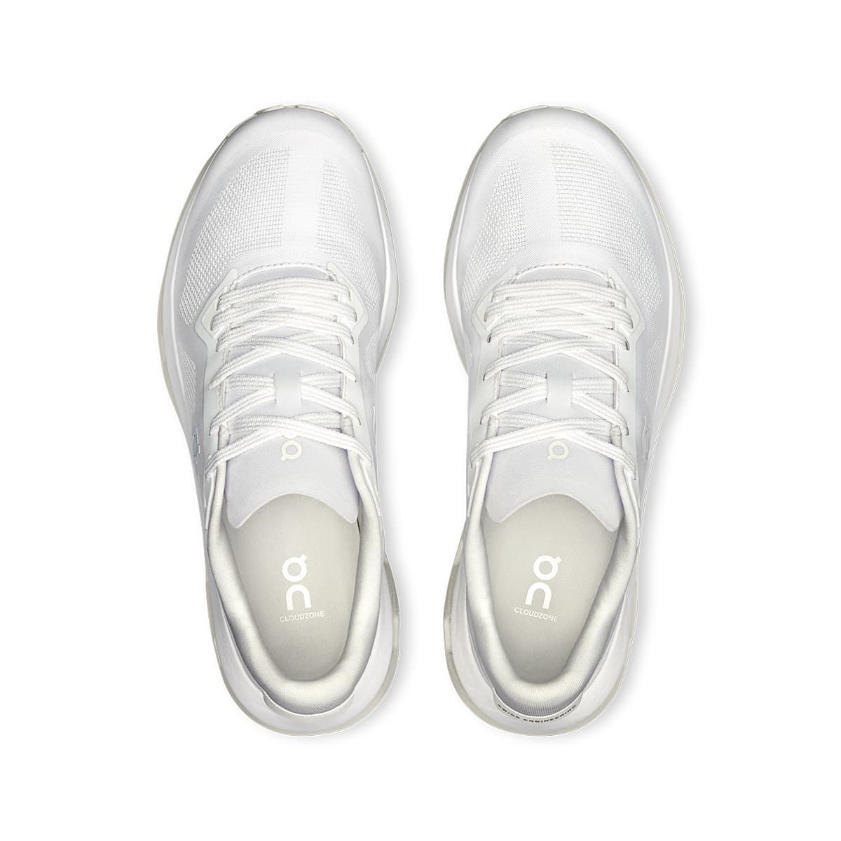 Top view of the On Cloudzone White-White women’s sneaker shoes