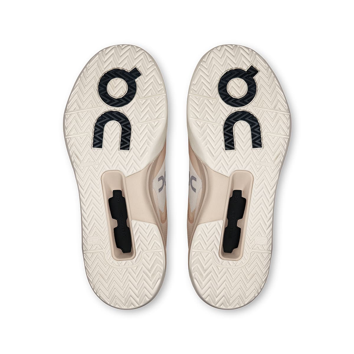 Soles of the On The Roger Advantage Pro Cream-Limelight women’s running shoes