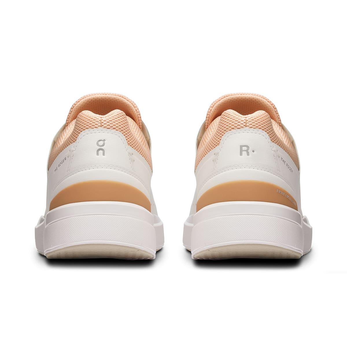 Back view of the On The Roger Advantage White-Savannah women’s running shoe