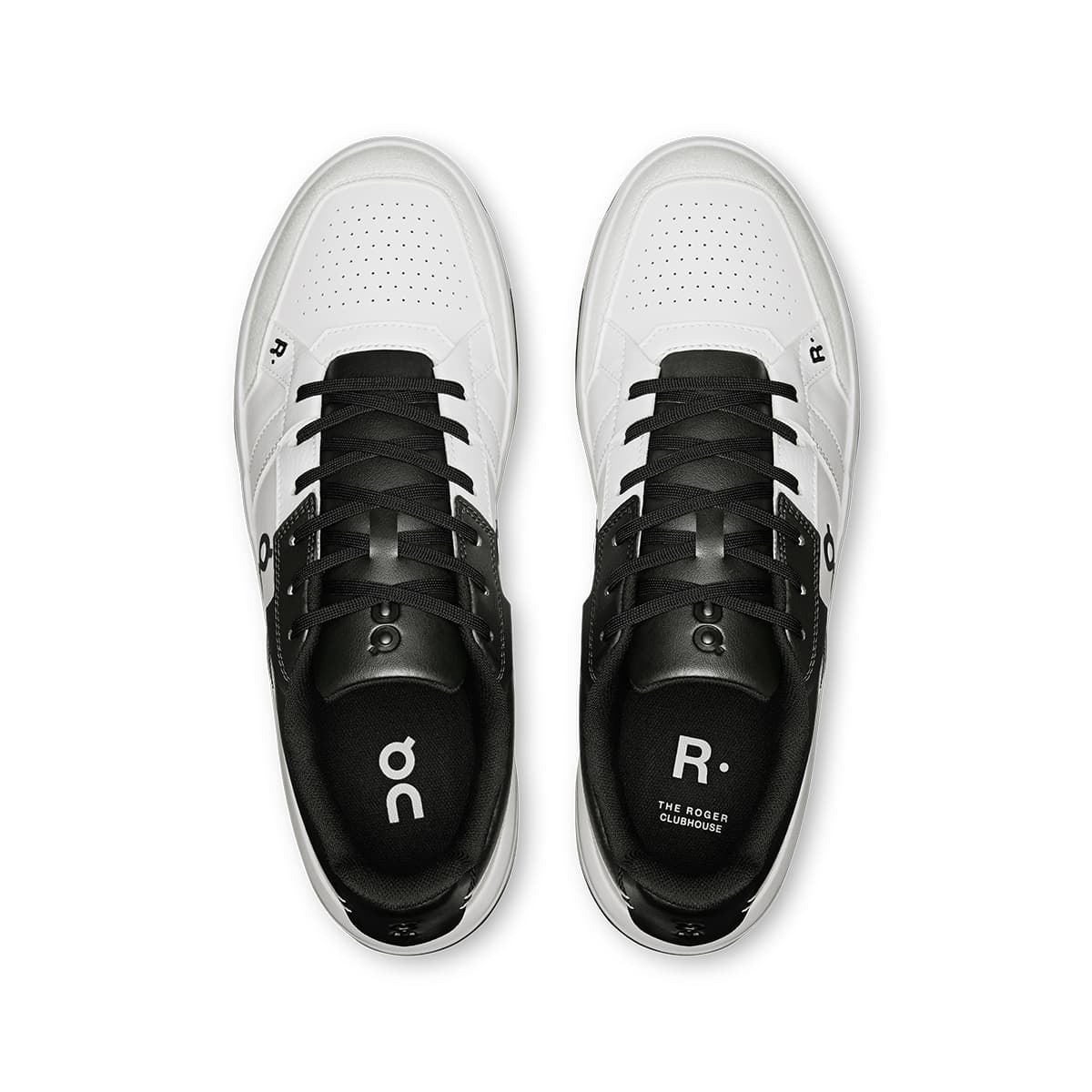 Top view of the On Roger Clubhouse White-Black men’s running shoes