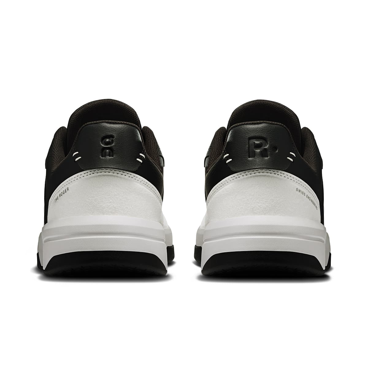 Back view of the On Roger Clubhouse White-Black men’s running shoe