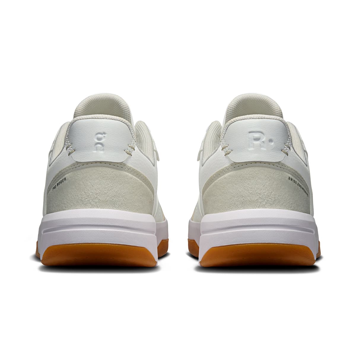 Back view of the On The Roger Clubhouse White Ivory women’s running shoe