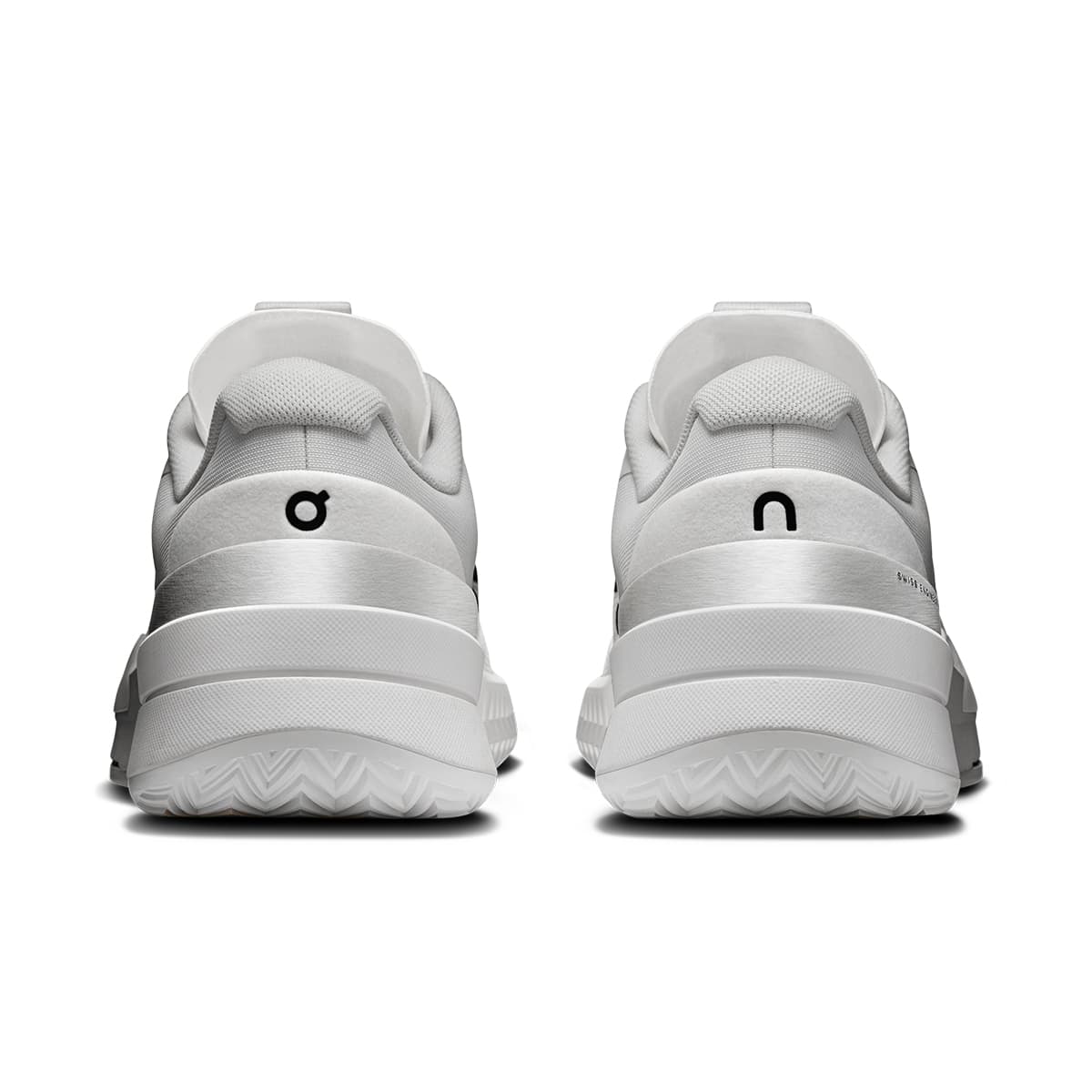 Back view of the On The Roger Pro 2 All White men’s running shoe
