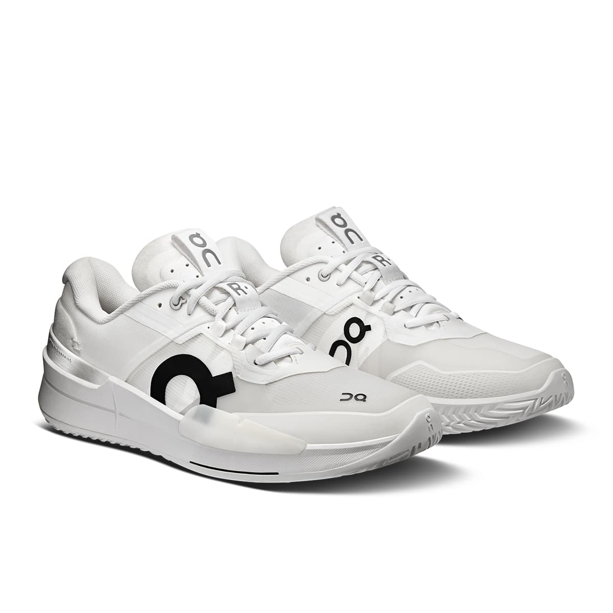 45-degree view of the On The Roger Pro 2 All White men’s running shoe