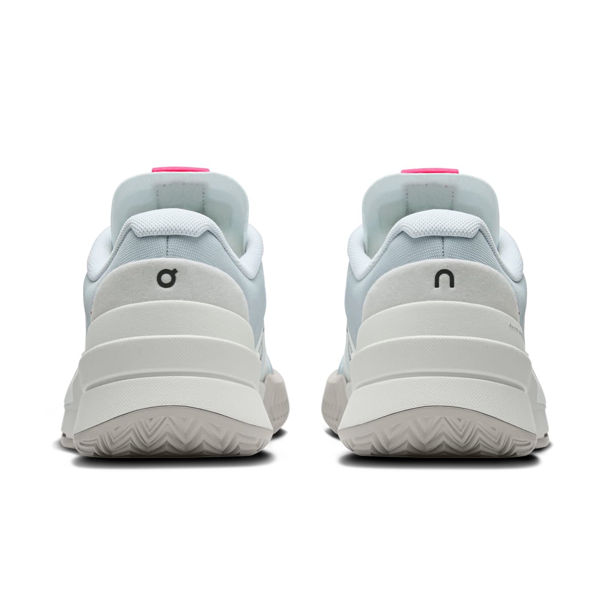 Back view of the On The Roger Pro 2 Arctic-Pink women’s running shoe