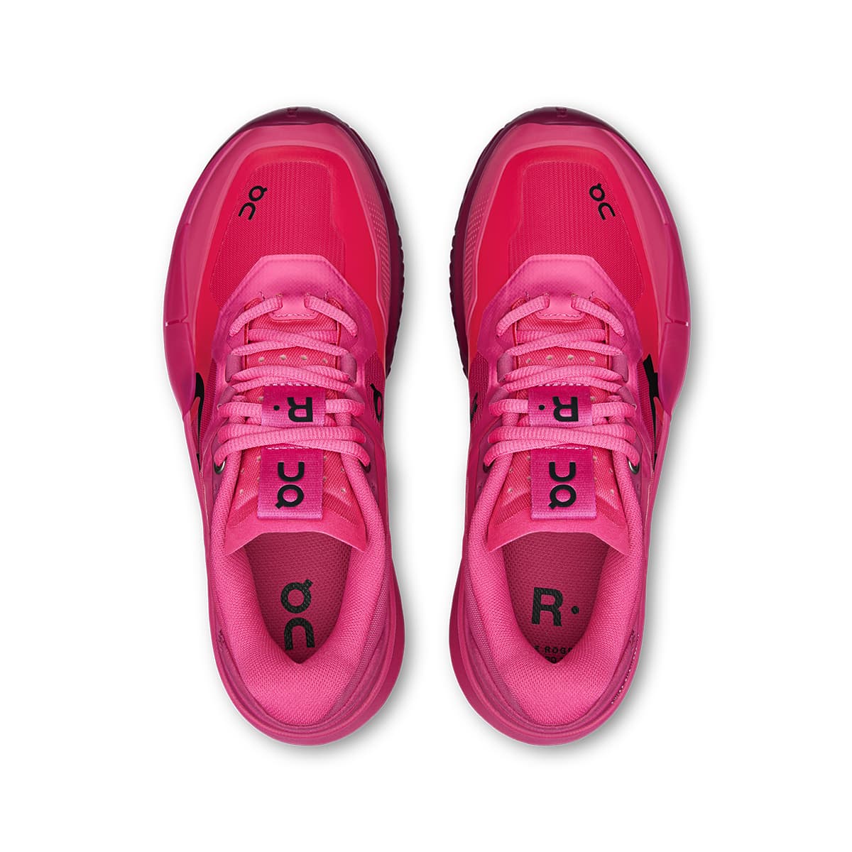 Top view of the On The Roger Pro 2 Pink Grenadine women’s tennis shoe