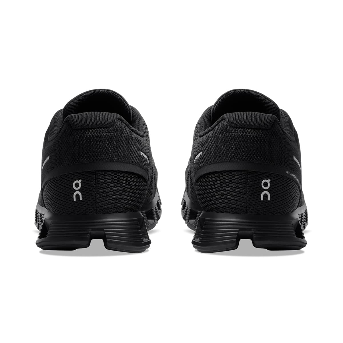 Back view of the On Cloud 5 All Black men's running shoe