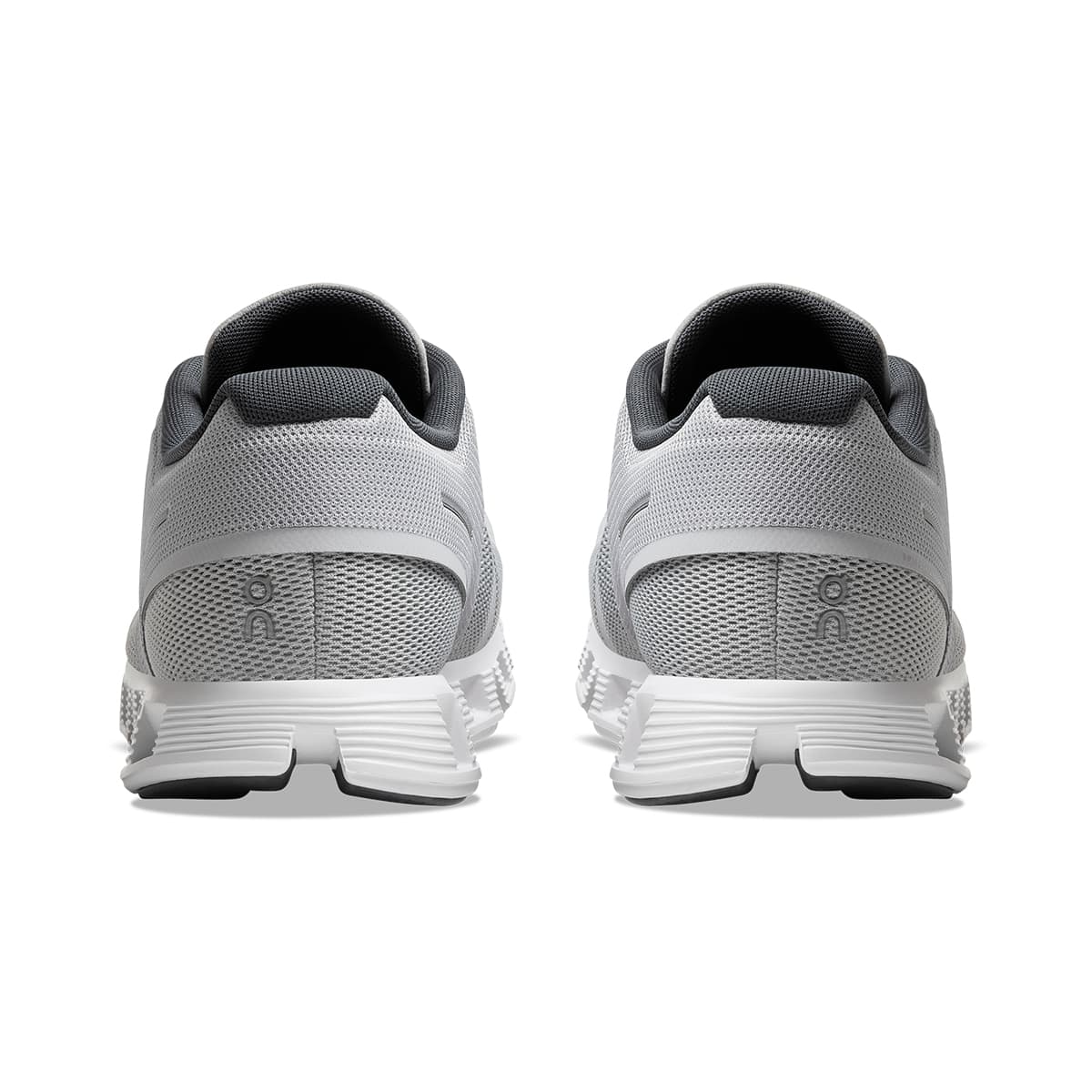 Back view of the On Cloud 5 Glacier White men's running shoe