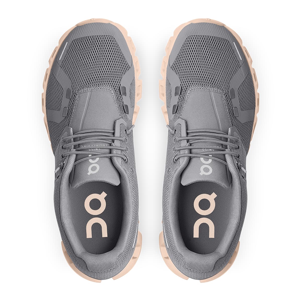 Top view of the On Cloud 5 Zinc Shell women's running shoes