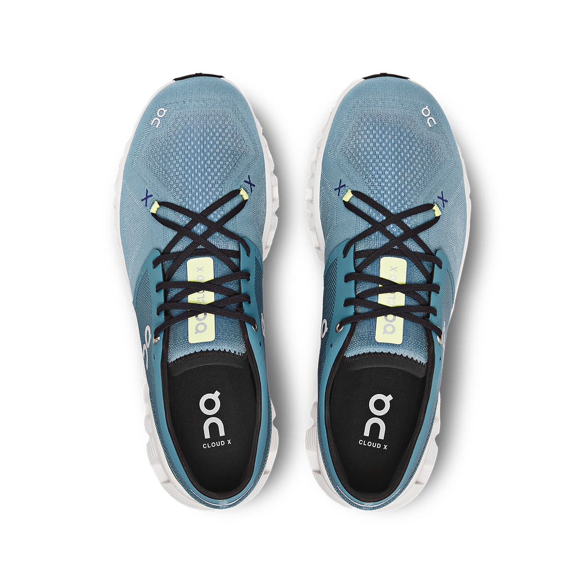 Top view of the On Cloud X 3 Pewter White men’s running shoes