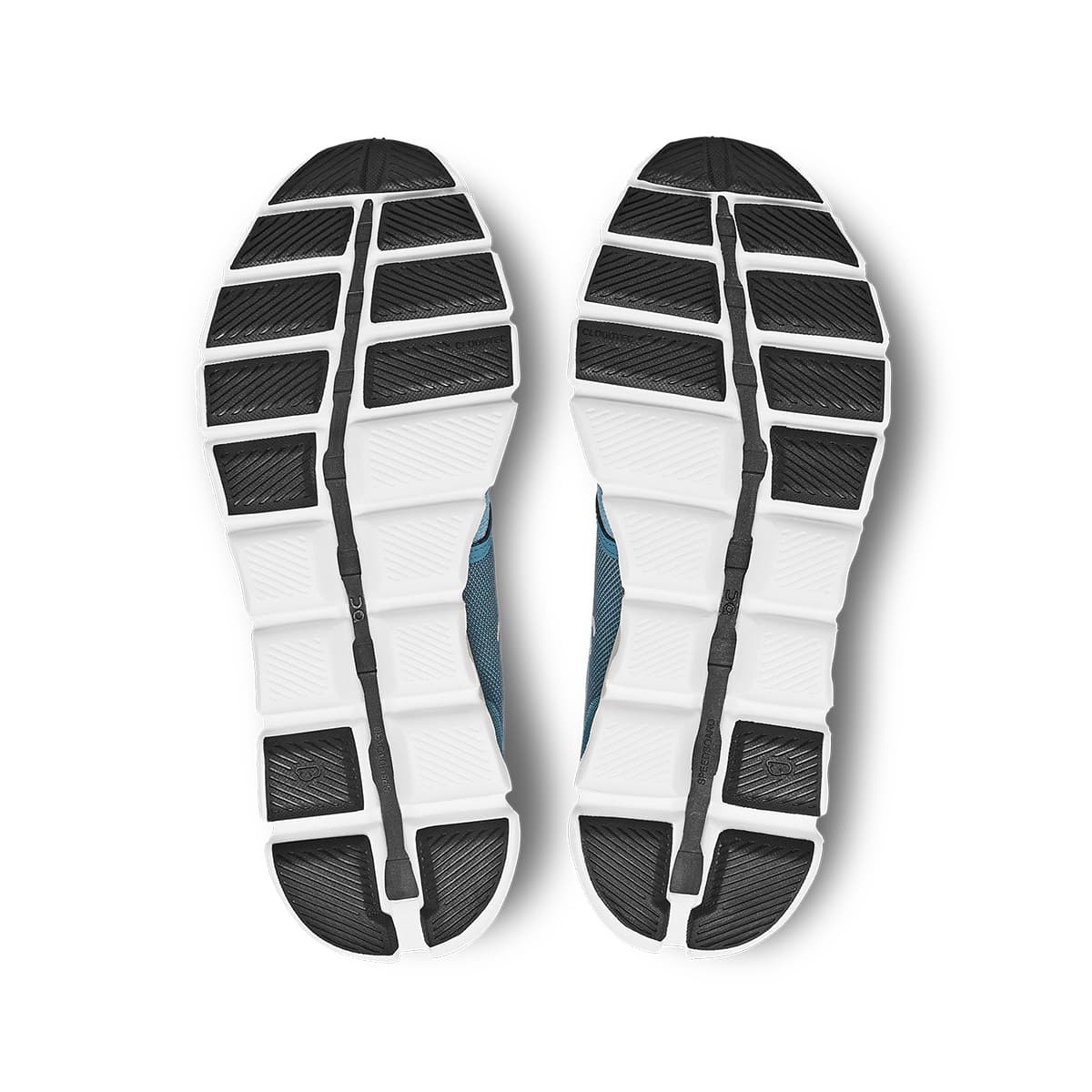 Soles of the On Cloud X 3 Pewter White men’s running shoes