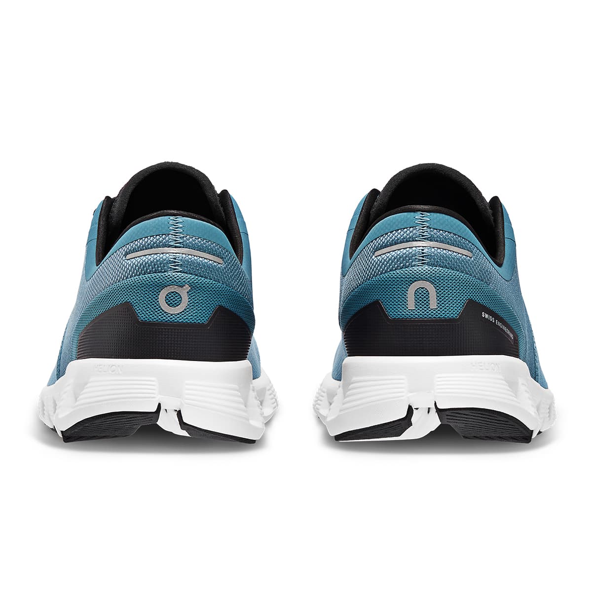 Back view of the On Cloud X 3 Pewter White men’s running shoe