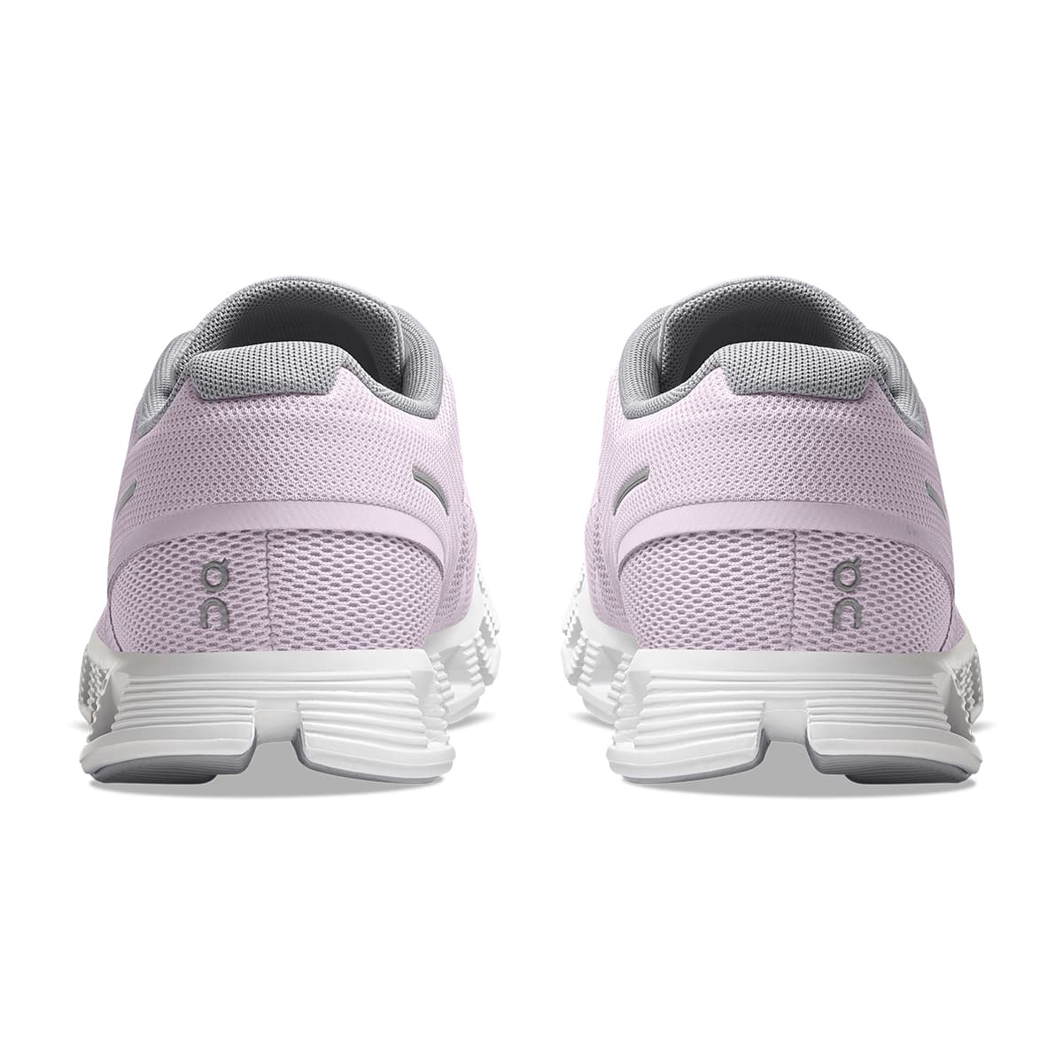 Back view of the On Cloud 5 Lily Frost women's running shoe