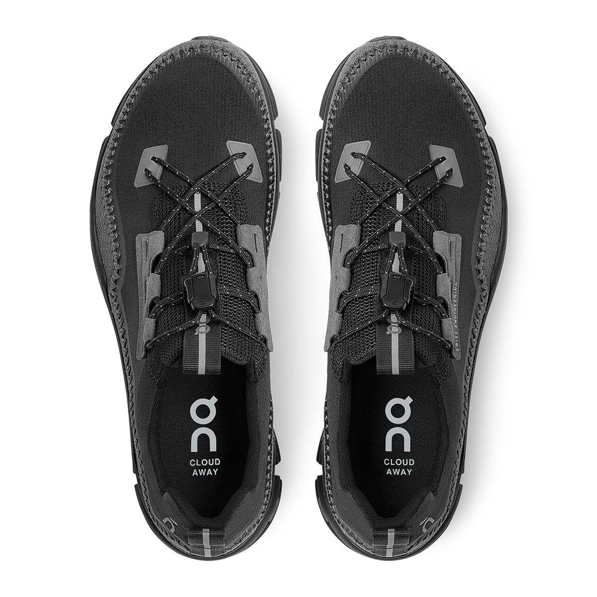 Top view of the On Cloudaway Black Rock women’s running shoes