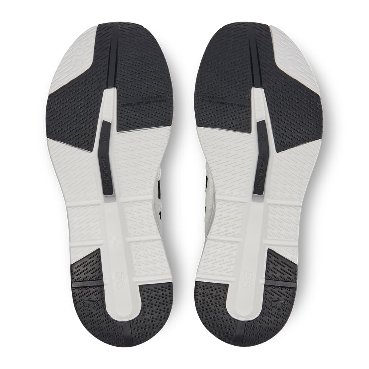 Soles of the On Cloudeasy White Black men's running shoes