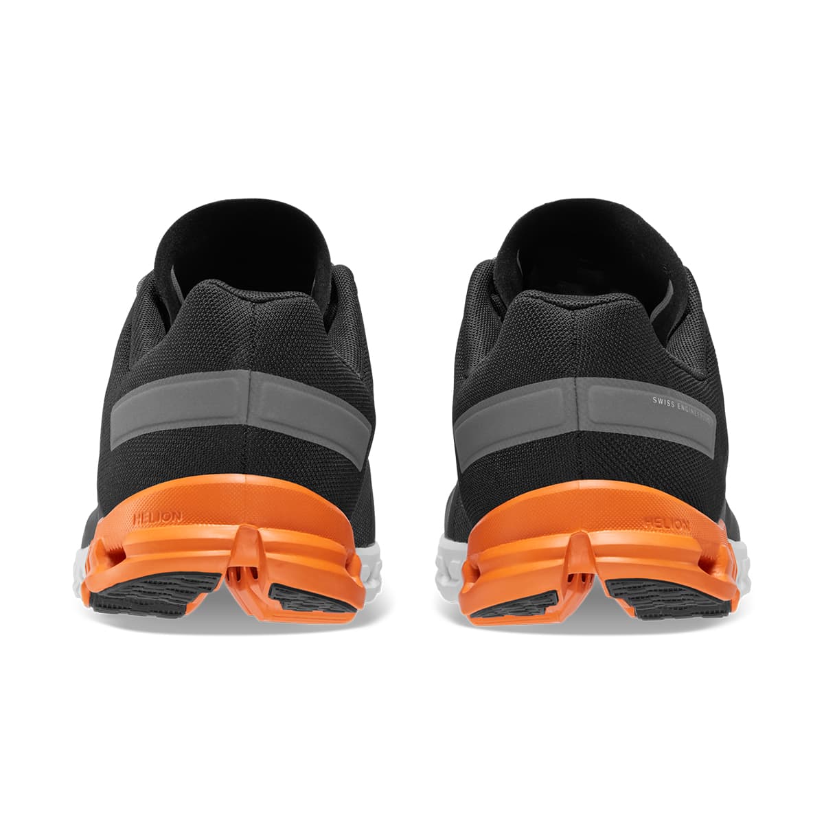 Back view of the On Cloudflow Black-Tumeric men’s running shoe