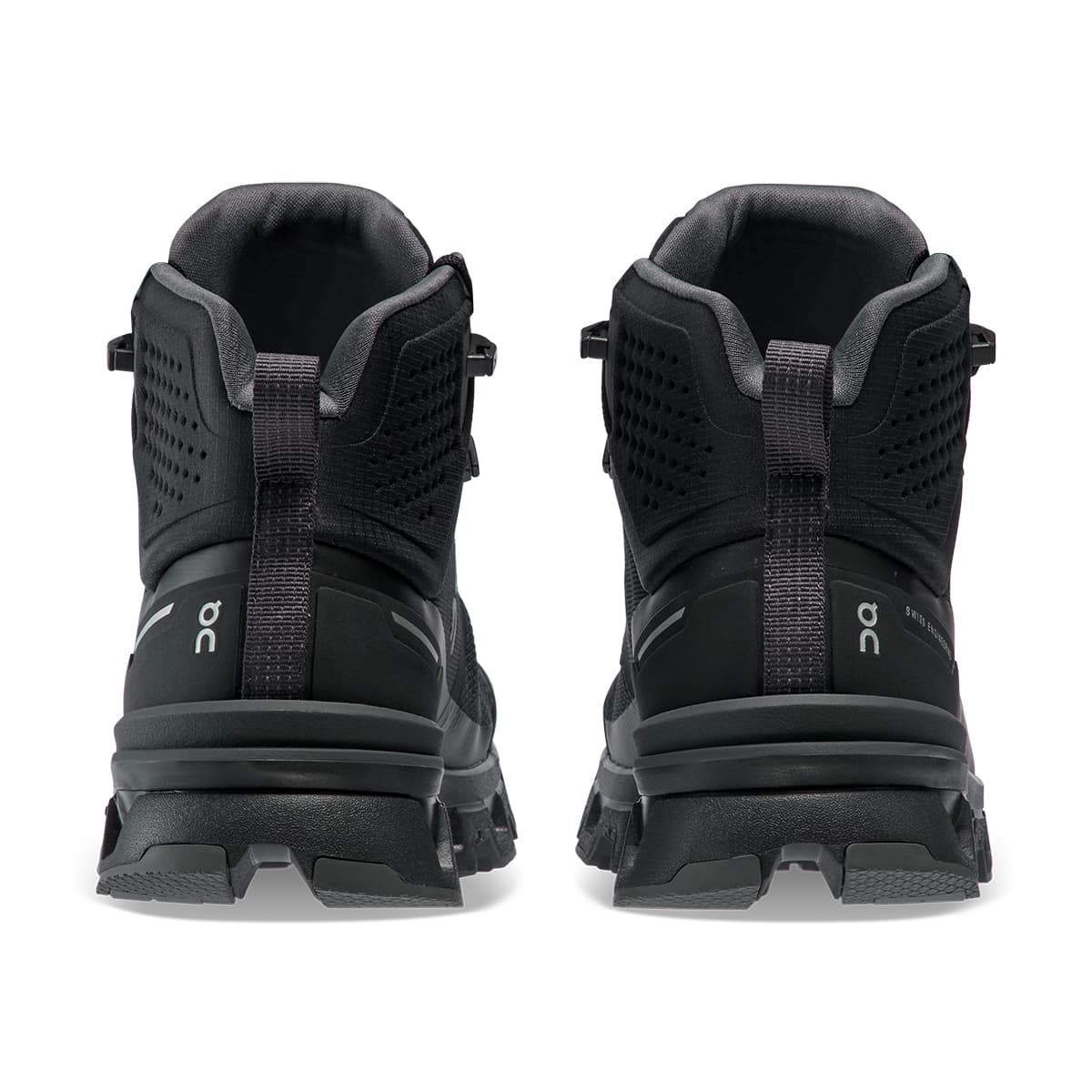 Back view of the On Cloudrock 2 Waterproof Black-Eclipse men’s running shoe