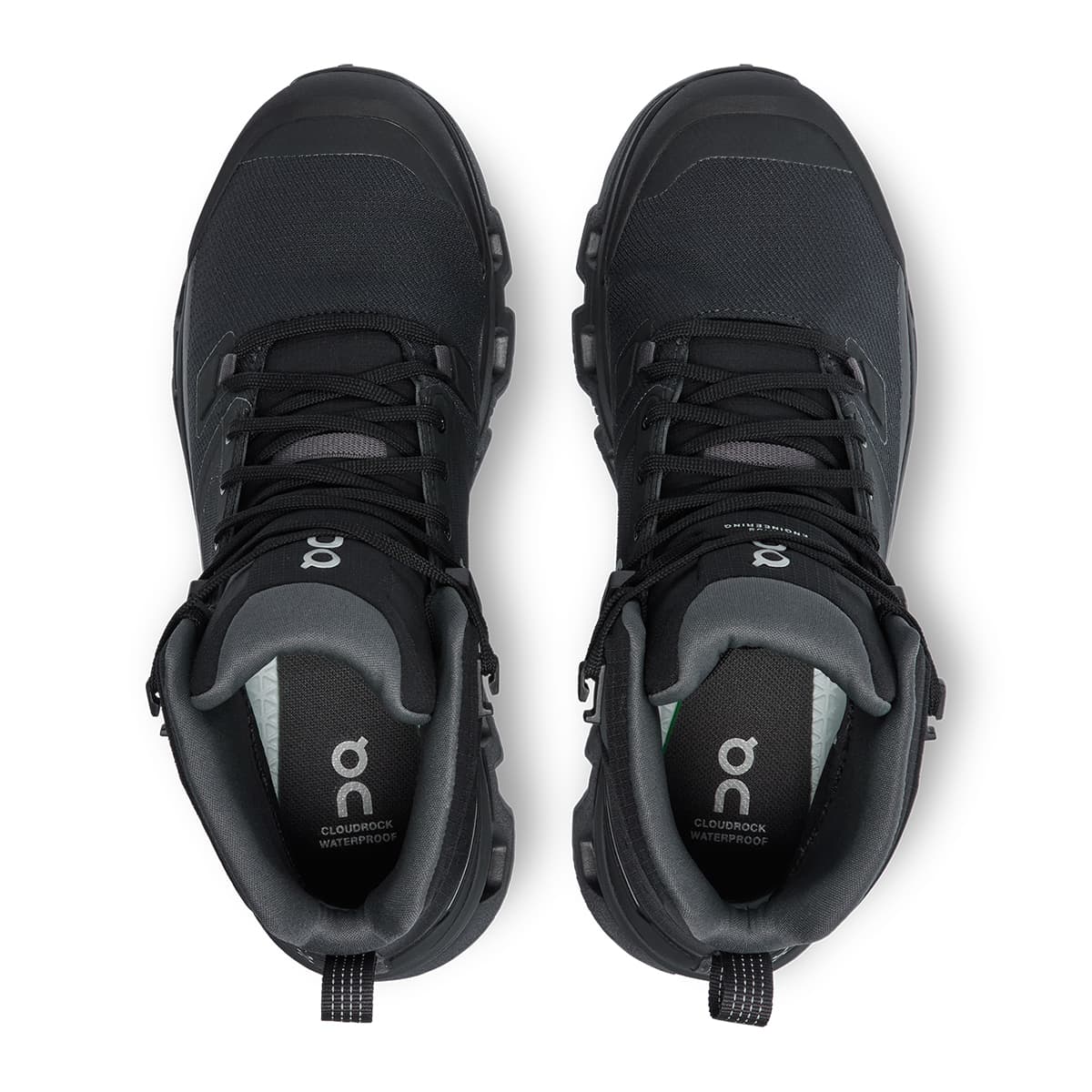 Top view of the On Cloudrock 2 Waterproof Black-Eclipse women’s running shoes #color_black-eclipse