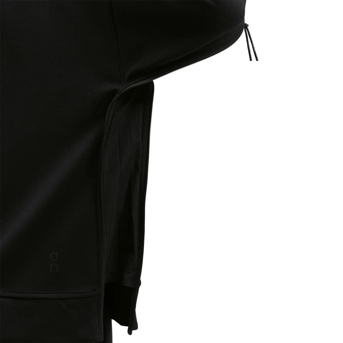 Women wearing the On Hoodie Colour Black - Detail Zip