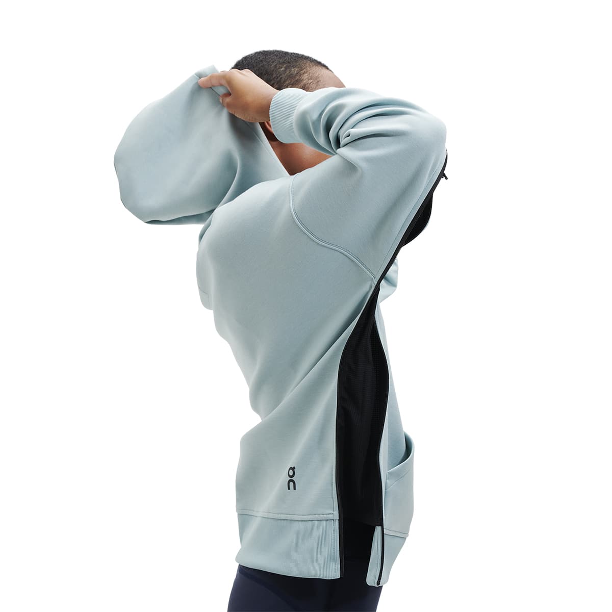 Product shot of the Women’s On Hoodie Colour Sea - Side Detail Hoodie