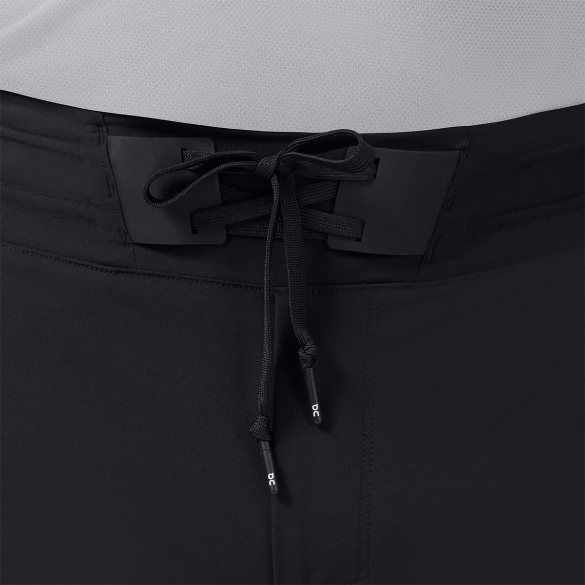 Product shot of the Men’s On Hybrid Shorts Colour Black - Front Zoom Draw Strings