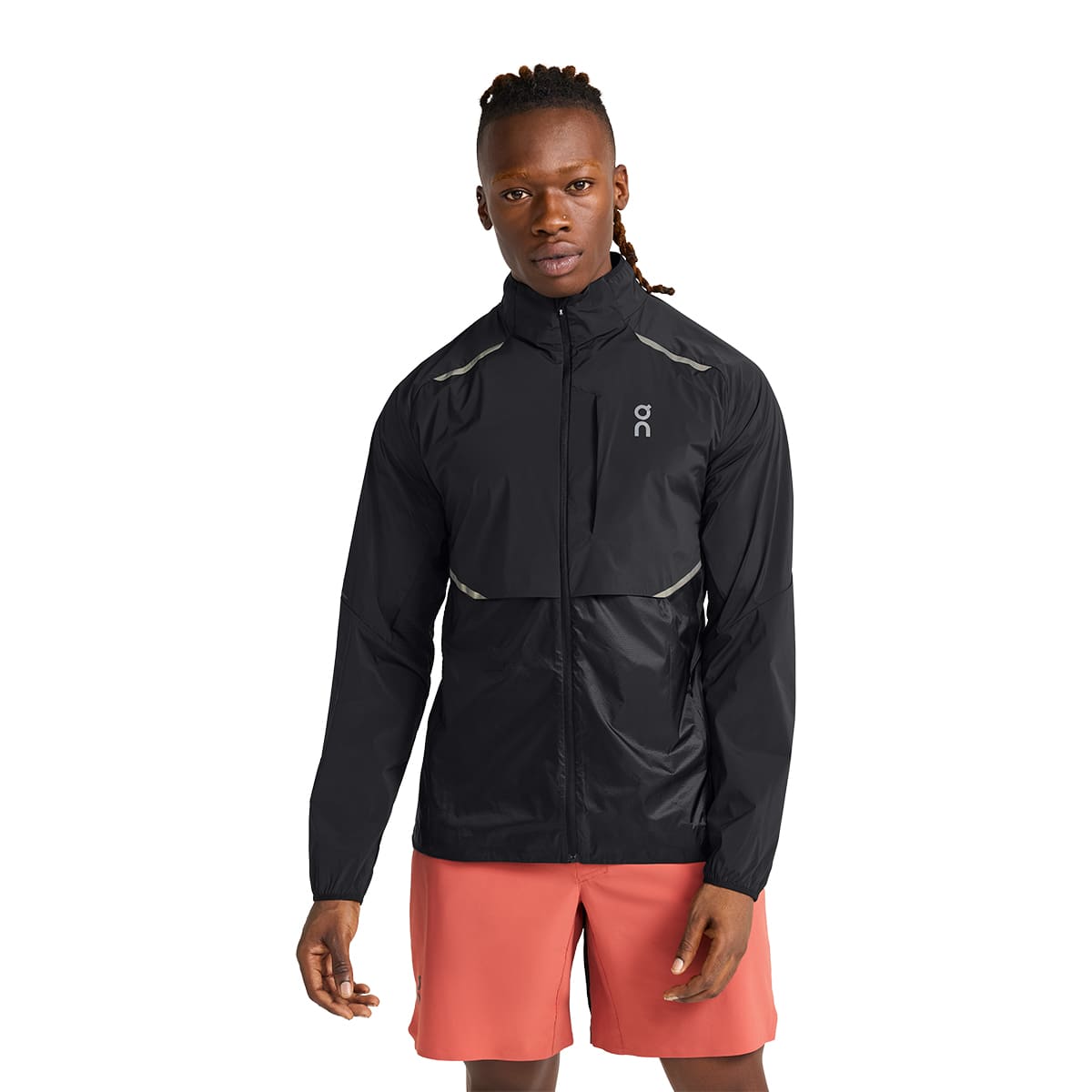 Man wearing the On Weather Jacket Colour Black