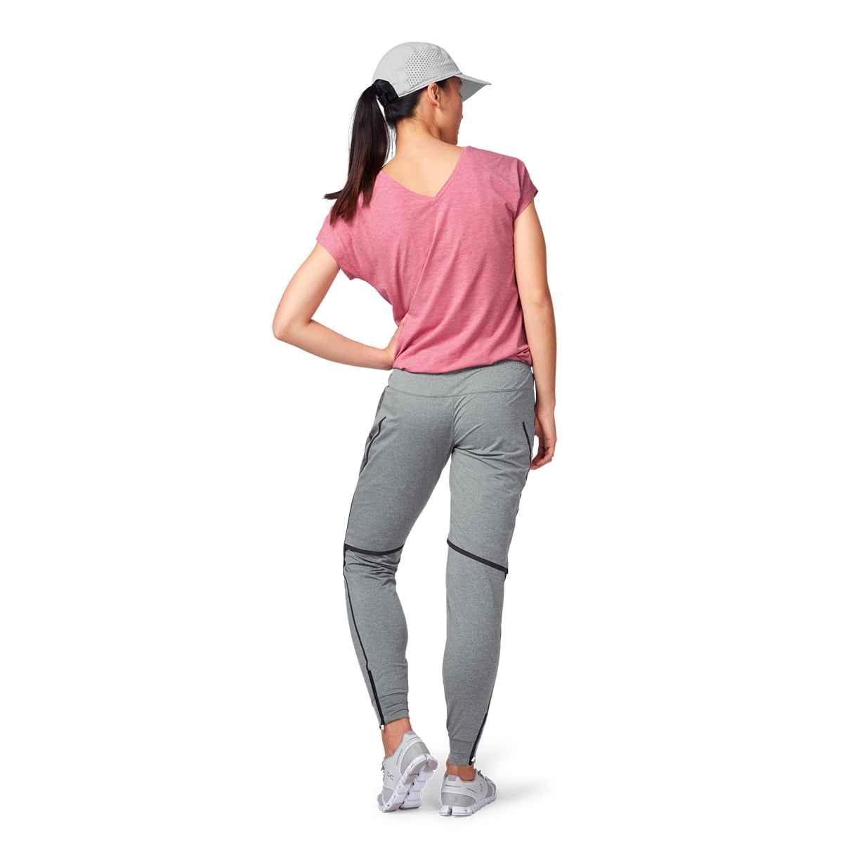 Female Model wearing the On Lightweight Cap Colour grey - Back View