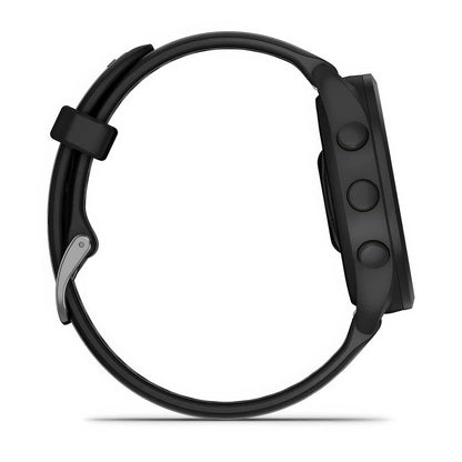 Right-side product shot of the Garmin Forerunner 165 in Black-Slate Grey 
