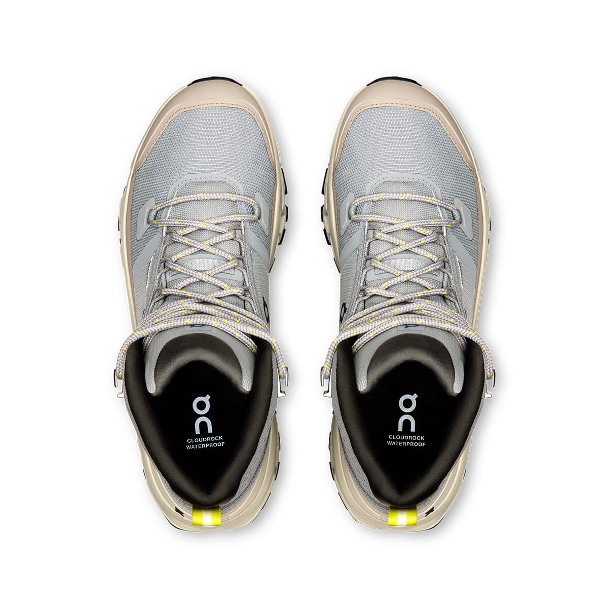 Top view of the On Cloudrock Mid Alloy Ice women’s running shoes #color_alloy-ice