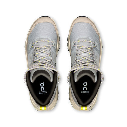 Top view of the On Cloudrock Mid Alloy Ice women’s running shoes 