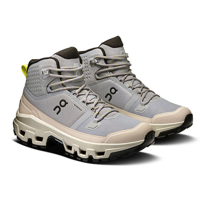 45-degree view of the On Cloudrock Mid Alloy Ice women’s running shoe 