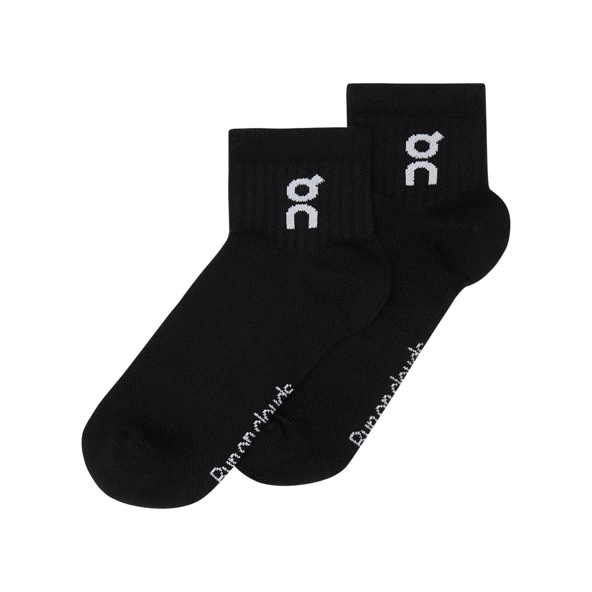Product shot of the On Logo Sock Mid 3P Colour Black 