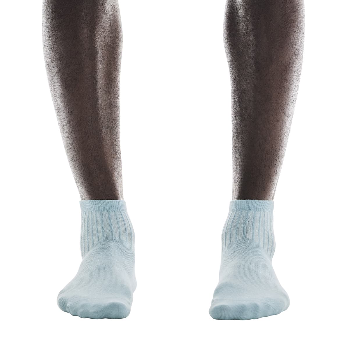Model wearing the On Logo Sock Mid 3P Colour Wash Navy - Front Angle 