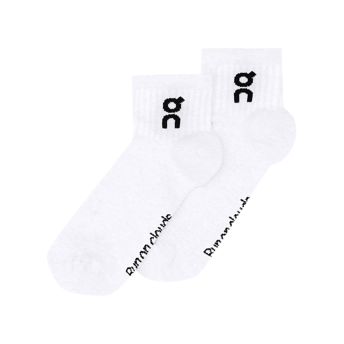 Product shot of the On Logo Sock Mid 3P Colour White 