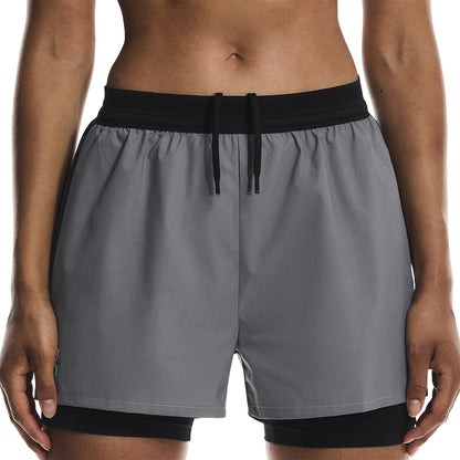 Close-up front view of the On Performance Shorts Lumos in Black showing waistband and drawstring 