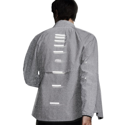Rear view highlighting reflective detail of the On Weather Jacket Lumos Colour Eclipse 