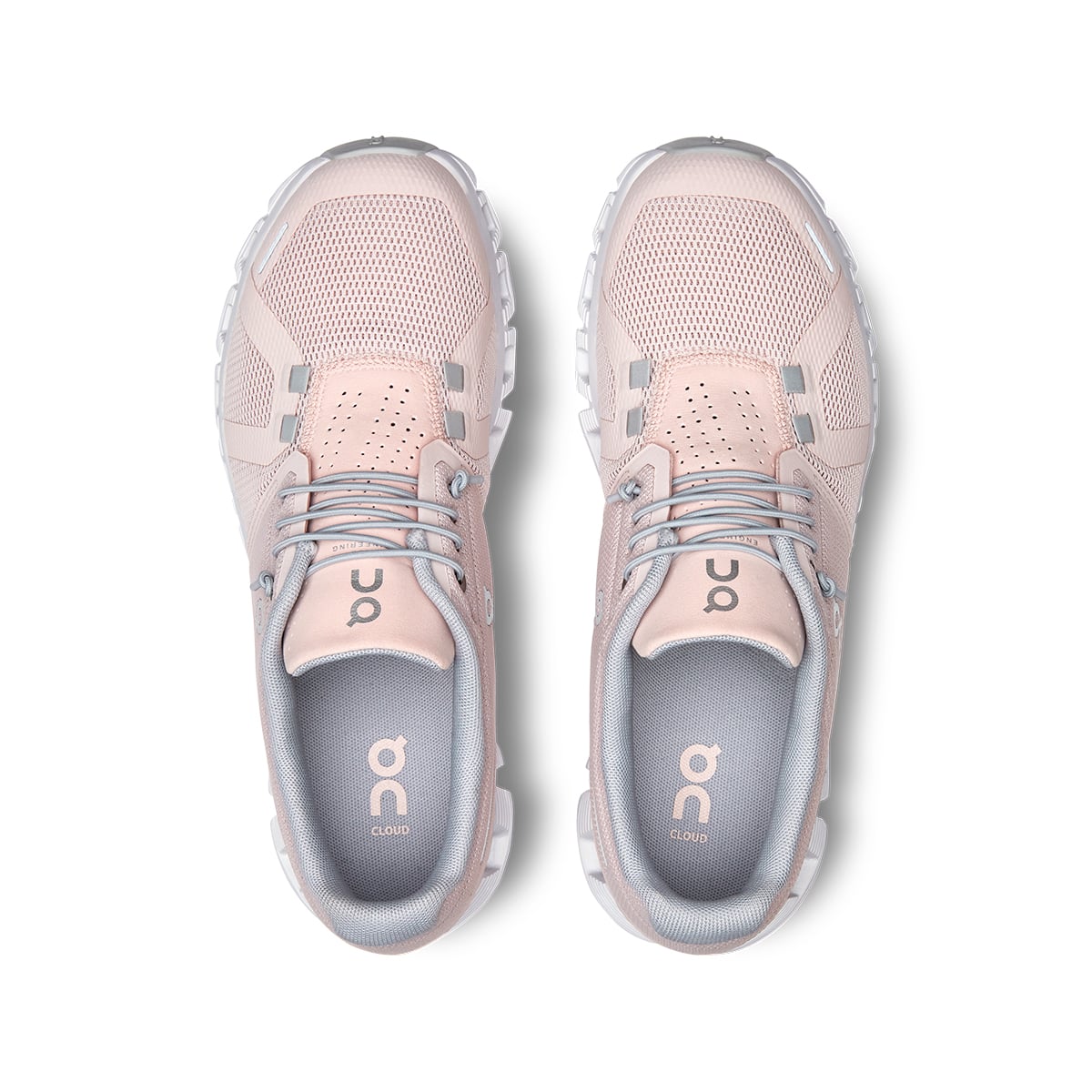 Top view of the On Cloud 5 Shell White women's running shoes 