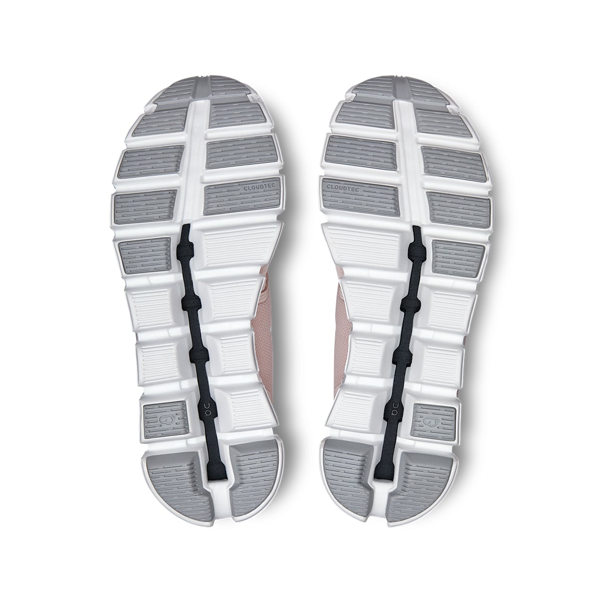 Soles of the On Cloud 5 Shell White women's running shoes 