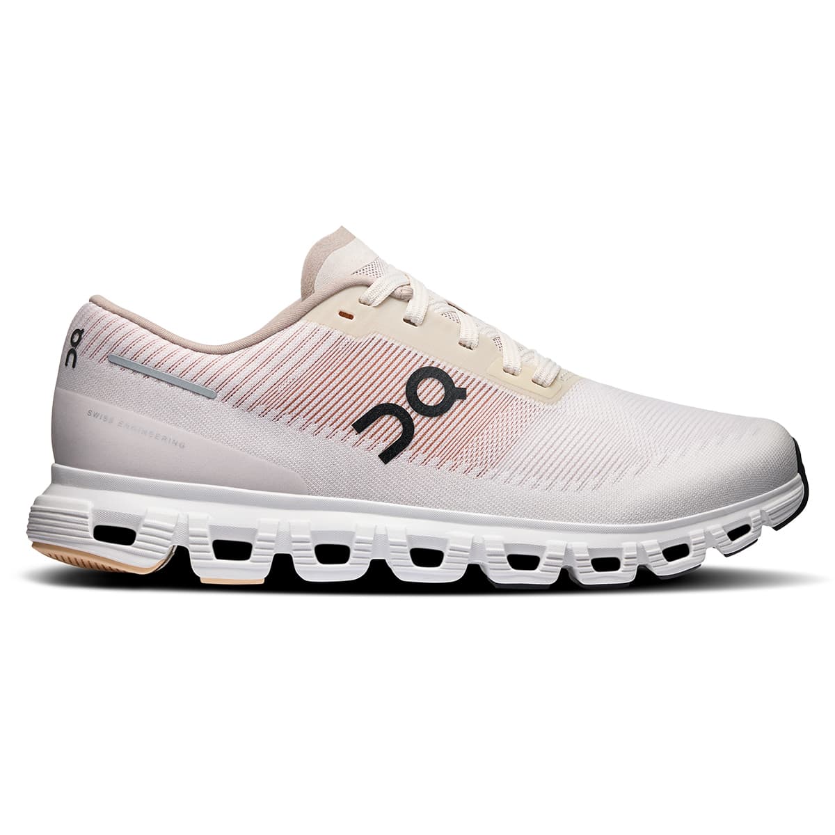 Right side view of the On Cloud 6 Push Pearl-Sandstone women’s running shoe #color_pearl-sandstone