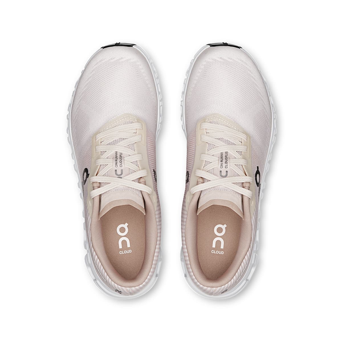 Top view of the On Cloud 6 Push Pearl-Sandstone women’s running shoes #color_pearl-sandstone